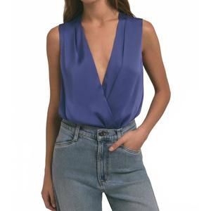 NEW FAVORITE DAUGHTER the sleeveless v-neck blouse in venetian blue
